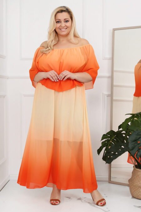 Ilga suknelė ombre oranžinė